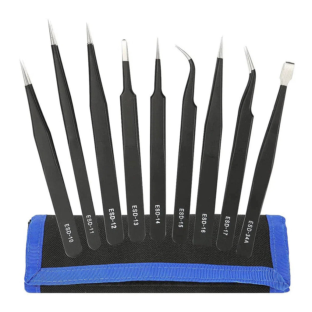 Tweezers precision anti static - 9pcs