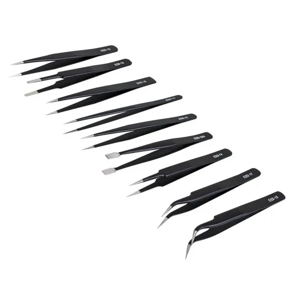 Tweezers precision anti static - 9pcs